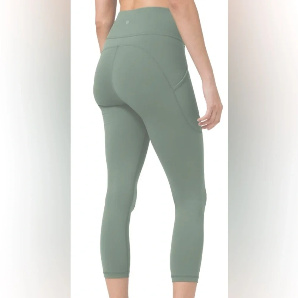 LULULEMON Invigorate high rise cropped legging in algae green - size 4